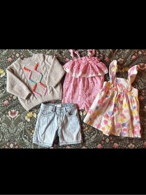Zara Pink Floral & Pastel Mix Girls Dress Set